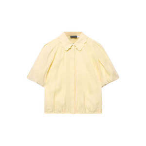 Mint Velvet Yellow Ramie Scallop Puff Sleeve Shirt